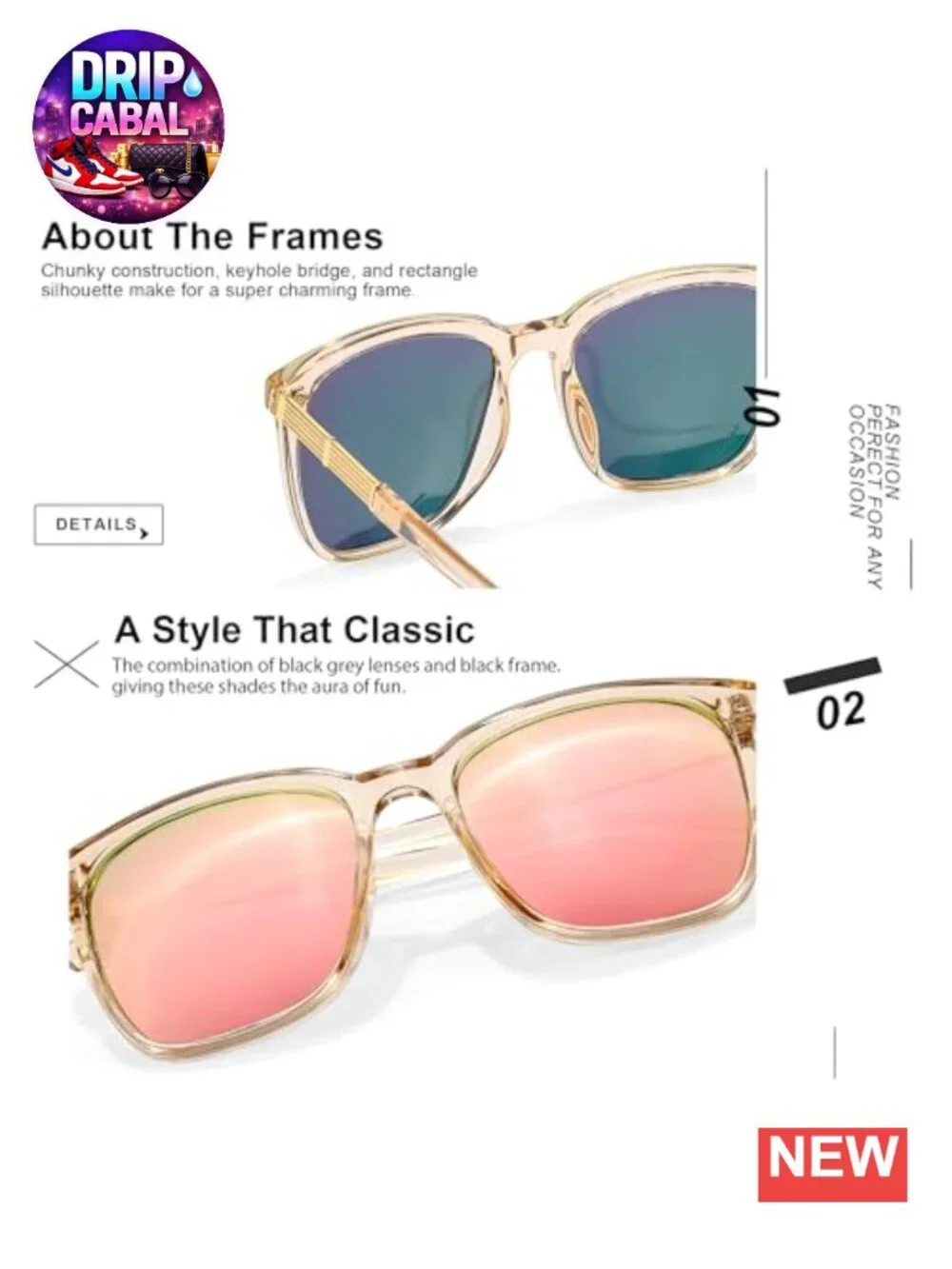 Women's Oversized Square Sunglasses UV400 Polarized Lightweight Metal Frame